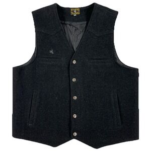 Wyoming Traders Wool Western Vest Men's XL Black Button Up